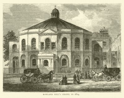 Rowland Hills Kapelle im Jahr 1814 von English School